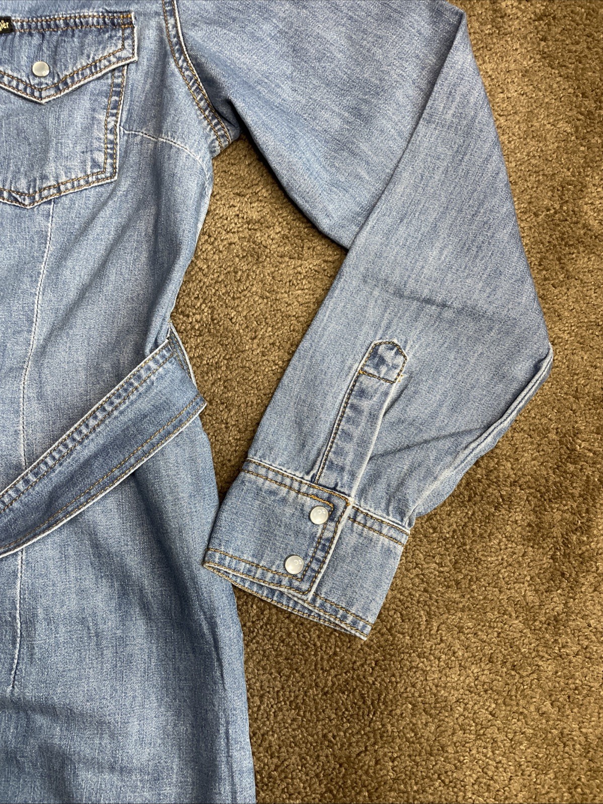 Wrangler Belted Denim Midi Dress Size-S Blues- Jean Dress- NWT- Two Side Pockets