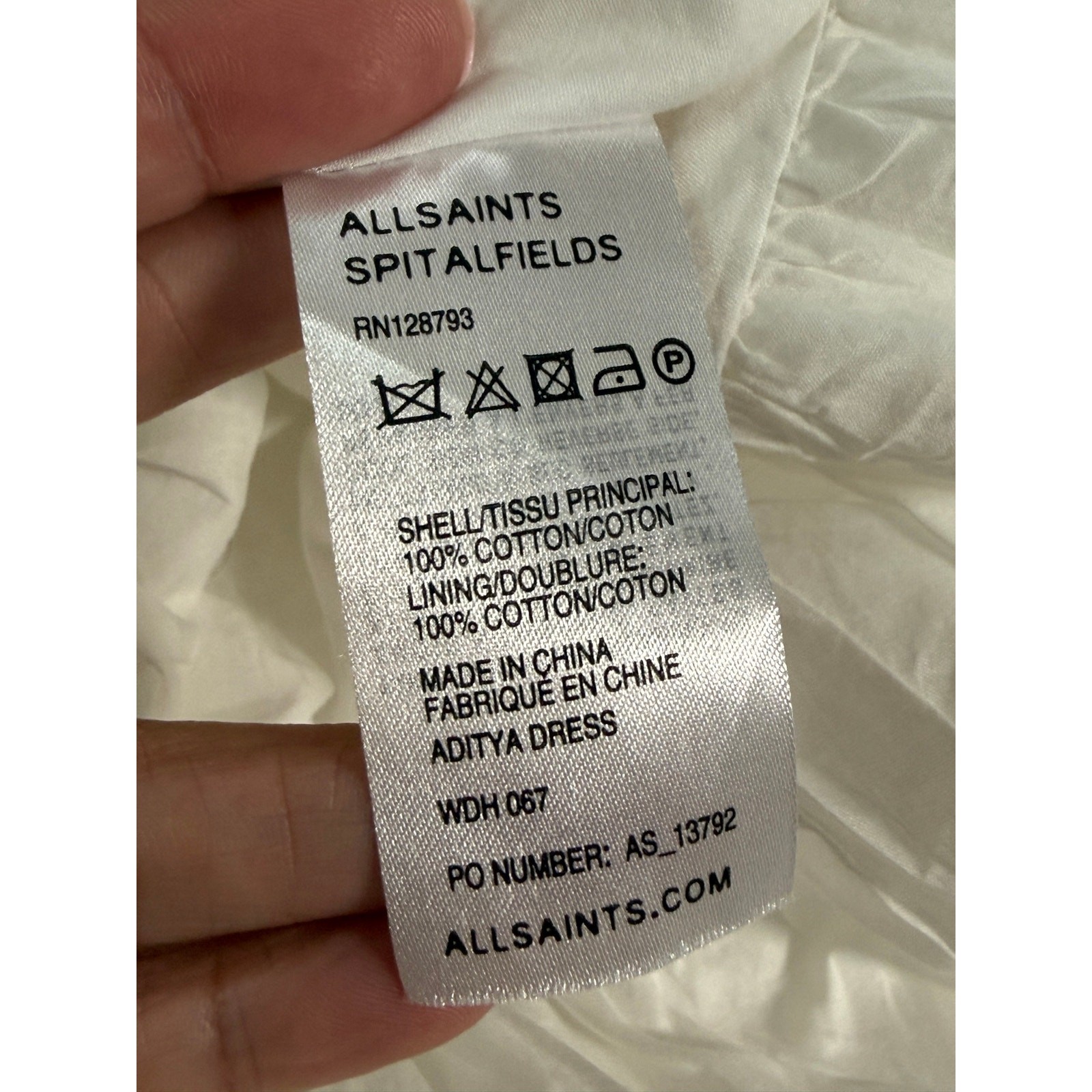 AllSaints Aditya True Wrap Bubble White Mini Dress UK14 US10 100% Cotton