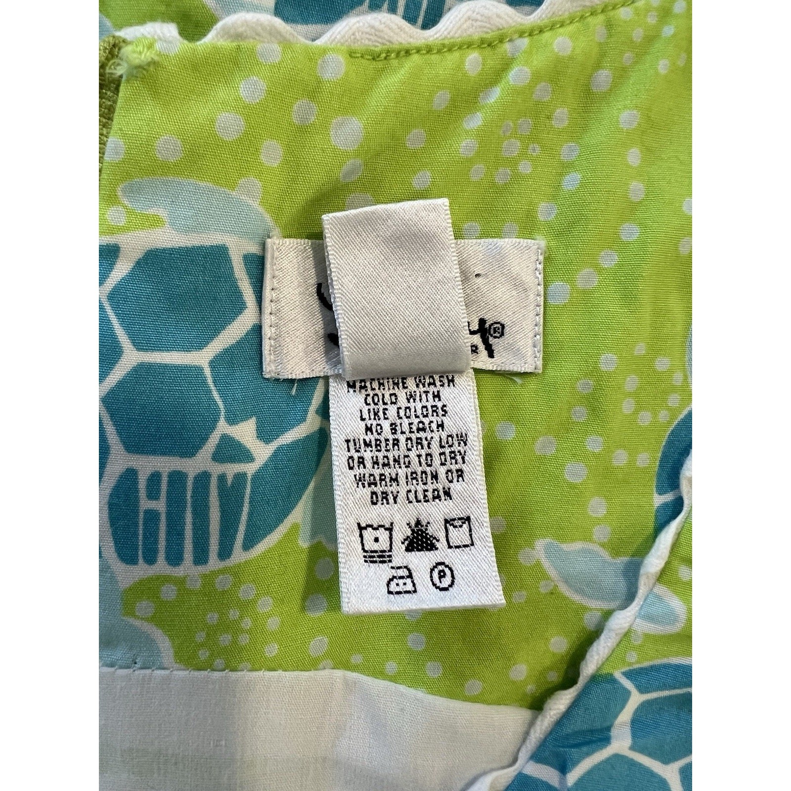 Lilly Pulitzer Dress Sea Turtle Print Lace Trim Details Size 8 Cotton Vintage