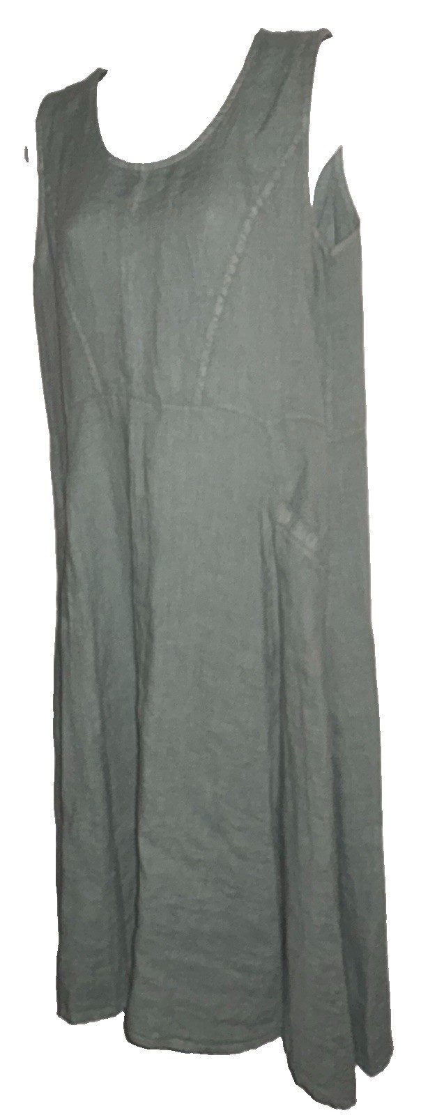 Woolovers 100% Linen Dress Size US 10 Sea Green Midi Tea Dress W Pockets Italy