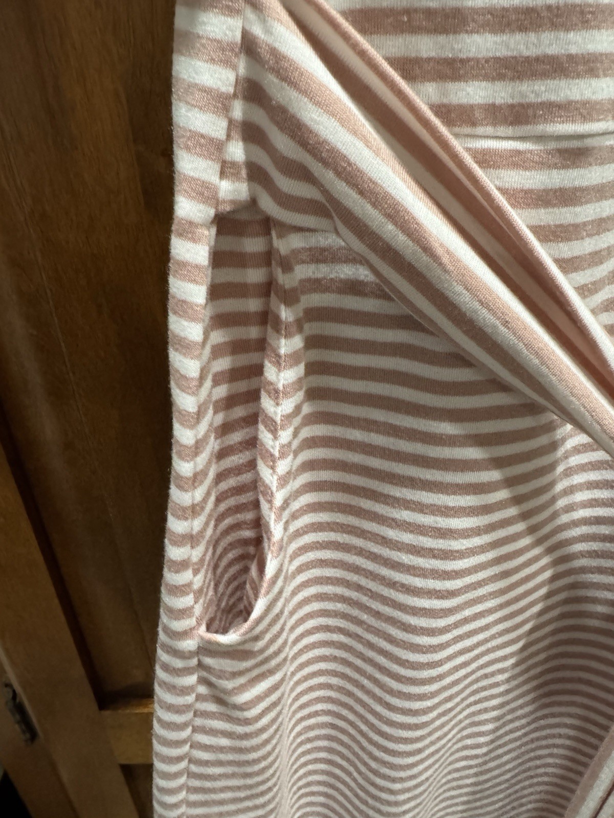 Women’s New Medium Merokeety Dress Pink & White tie Stripe Short sleeve, pockets