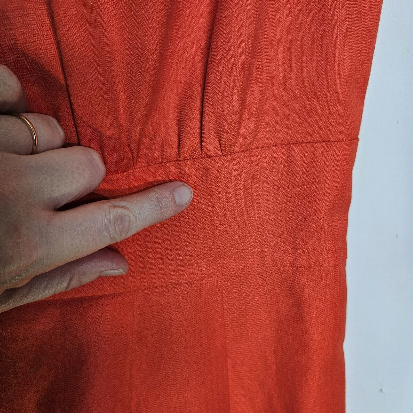 J. Crew Womens Pleated Dress Scoop Neck Cotton Sleeveless Orange Pockets Sz 8