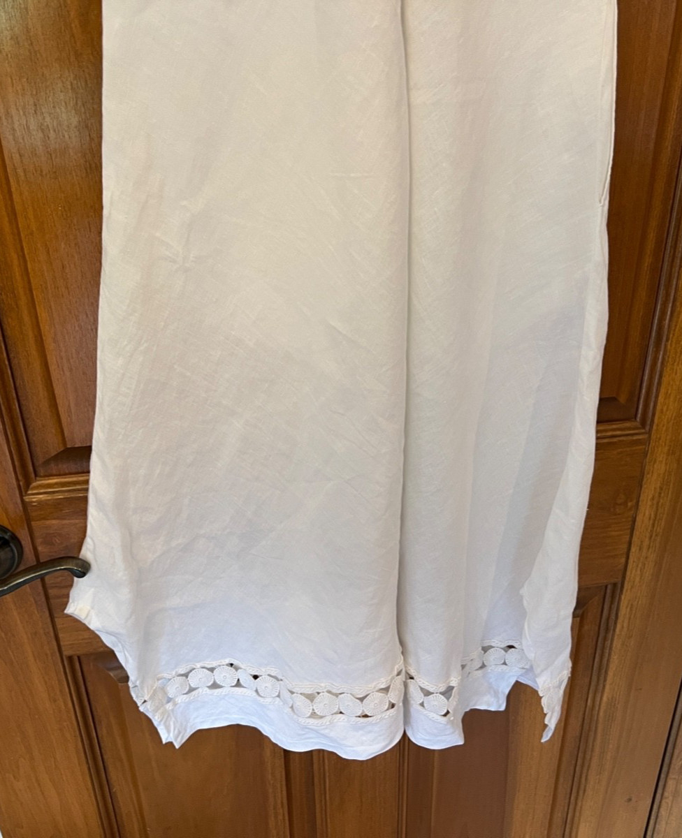 Haris Cotton 100% Linen White Sleeveless Dress Made in Greece EUC Small