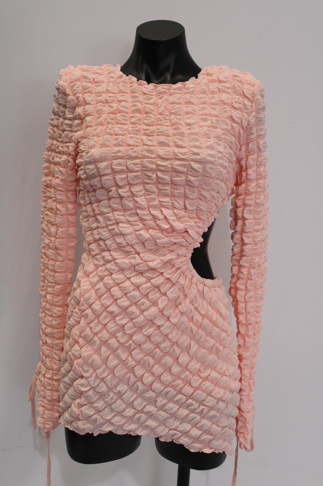 Tagz Women’s Bodycon Quilted Popcorn Cut Out Mini Dress JK5 Pink Medium NWT