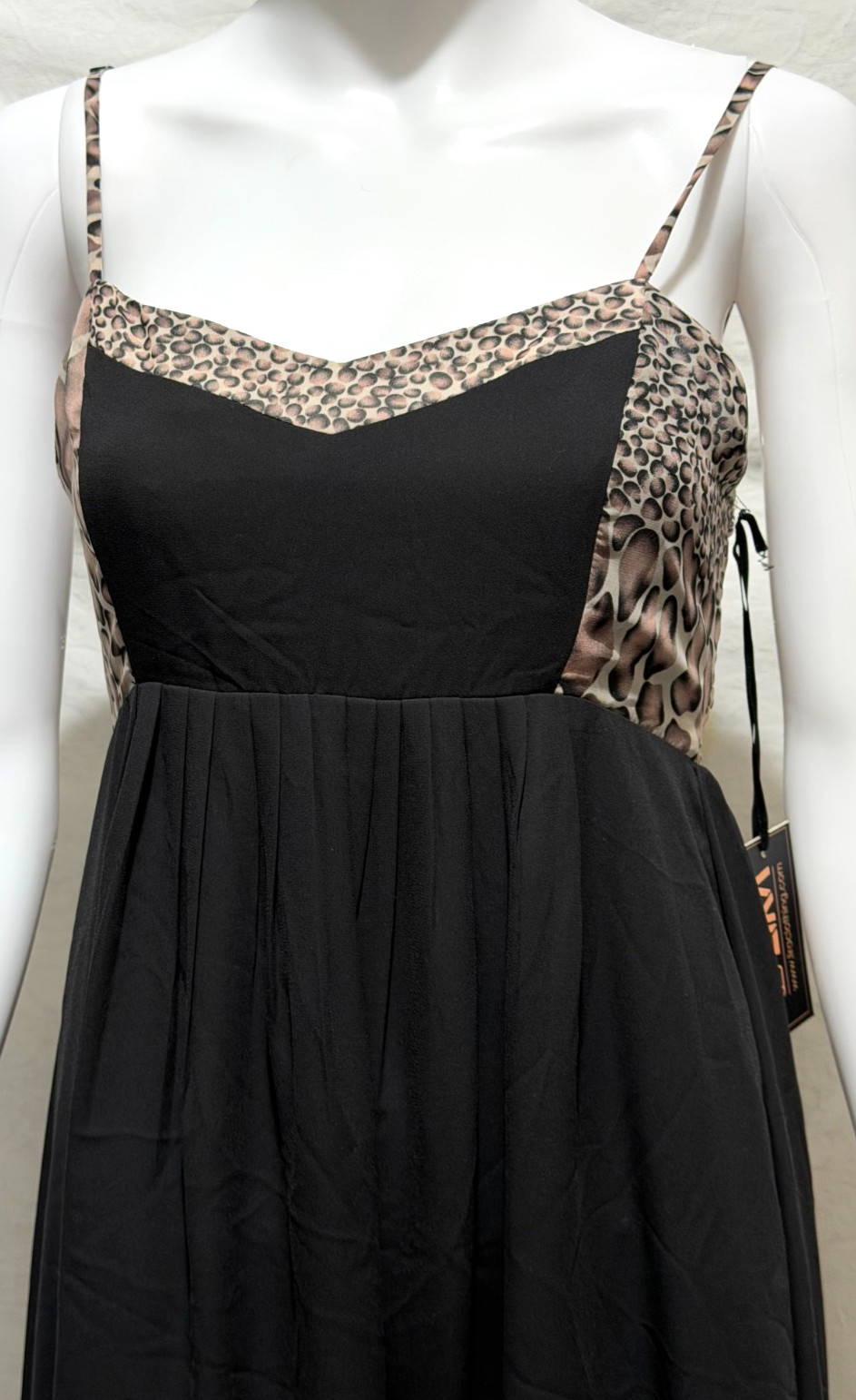 Tilly’s Lira Medium Black With Leopard Print Hi Low Spaghetti Strap Sundress