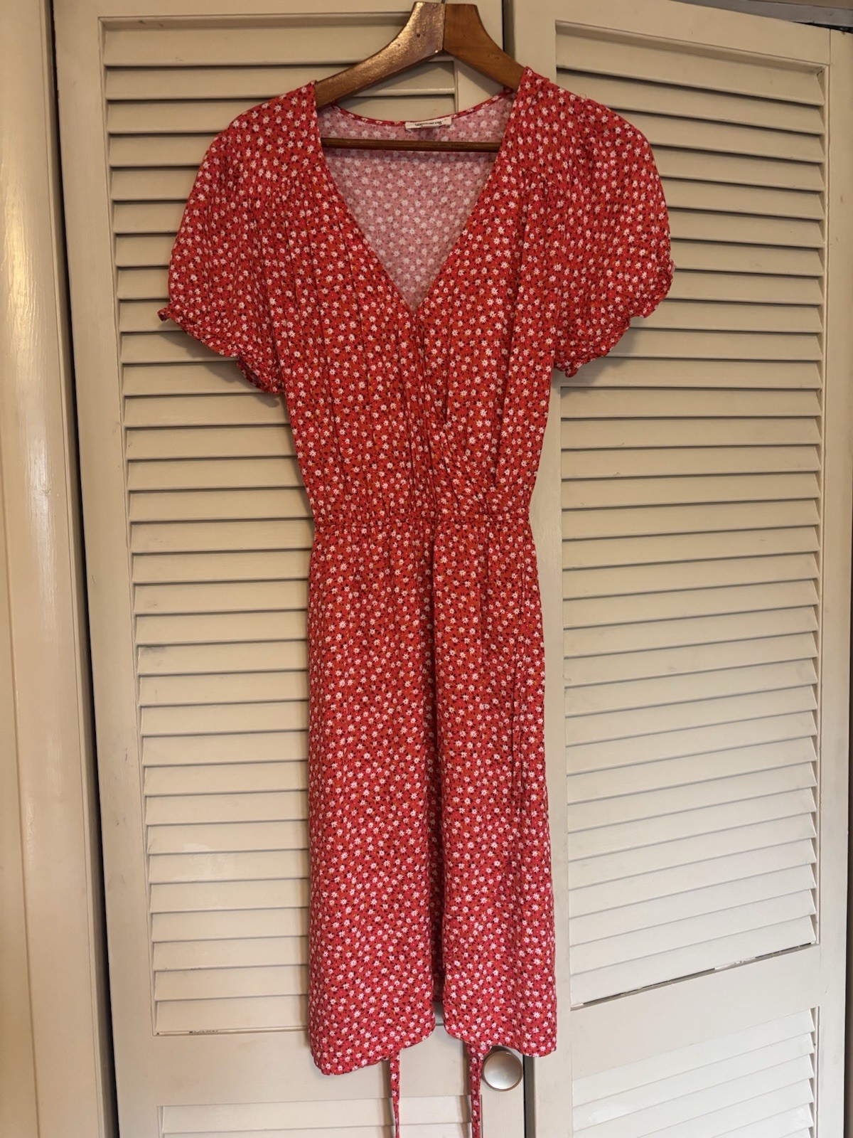 Goodthreads Women’s Red Floral Short Sleeve Dress Size Small Knee Length