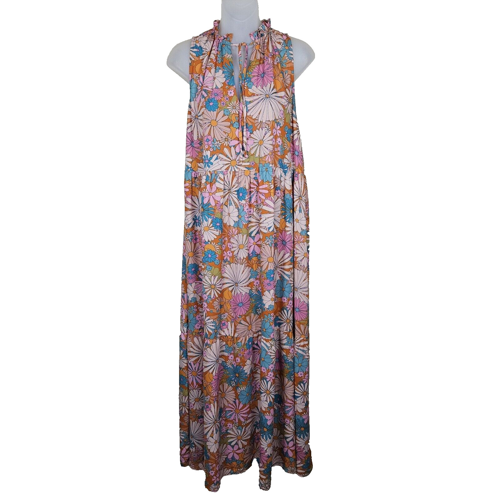 BB Dakota x Steve Madden Maxi Dress S California Soul Floral Halter Hippy Boho