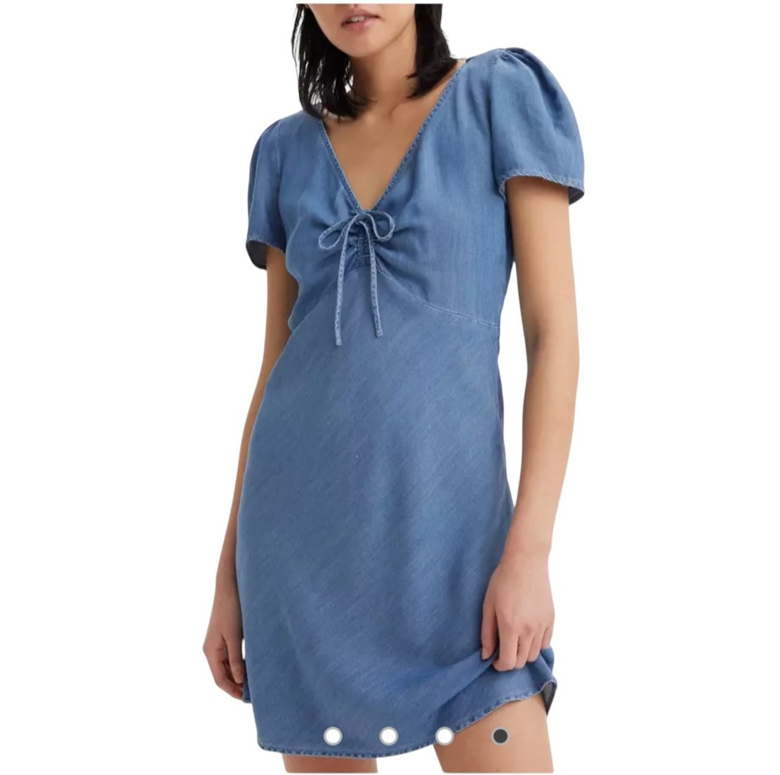 Levi’s Blue Chambray Delray Vneck Short Sleeve A-Line Dress Size Medium