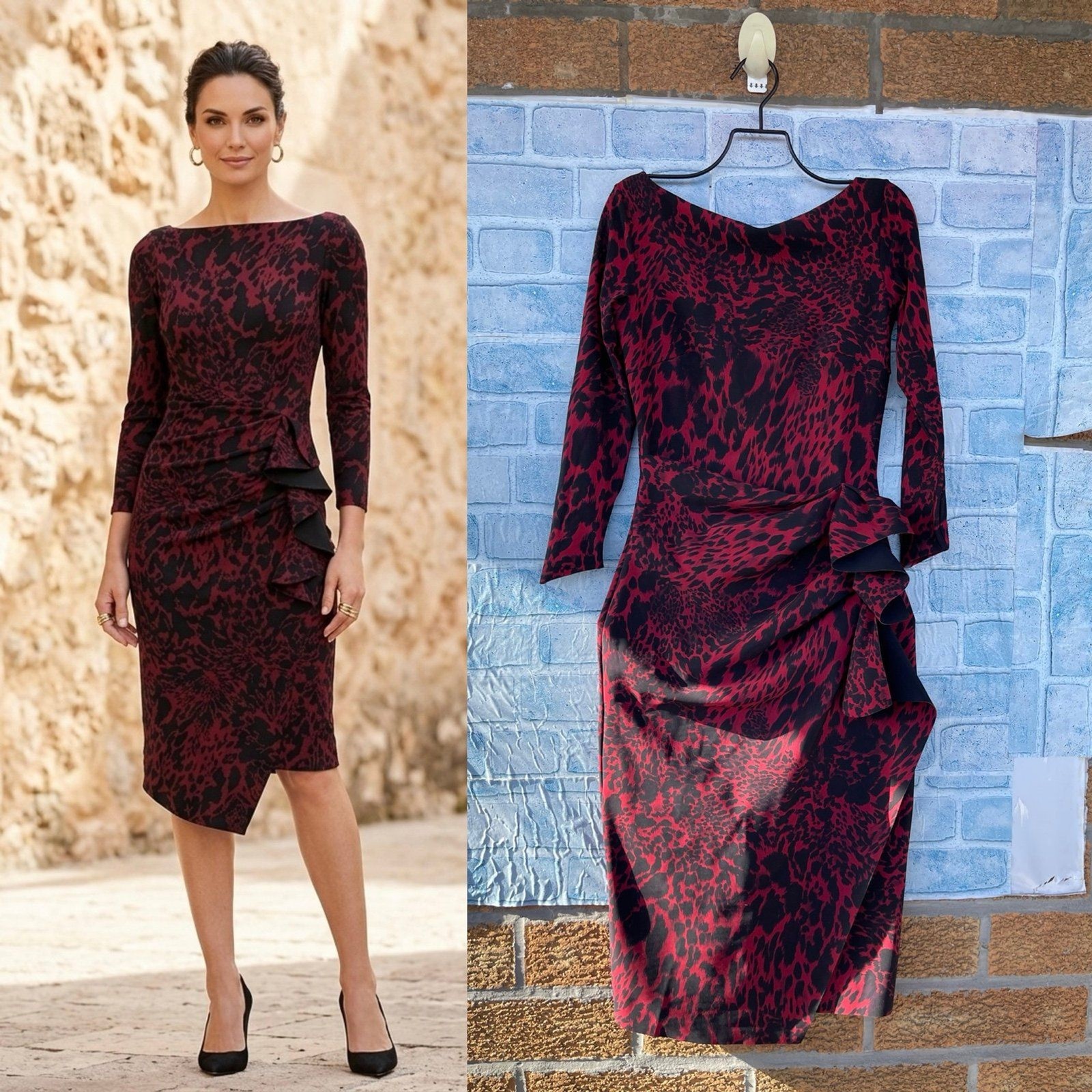 Chiara Boni Ruched Sheath Dress Asymmetric Hem S M Italy