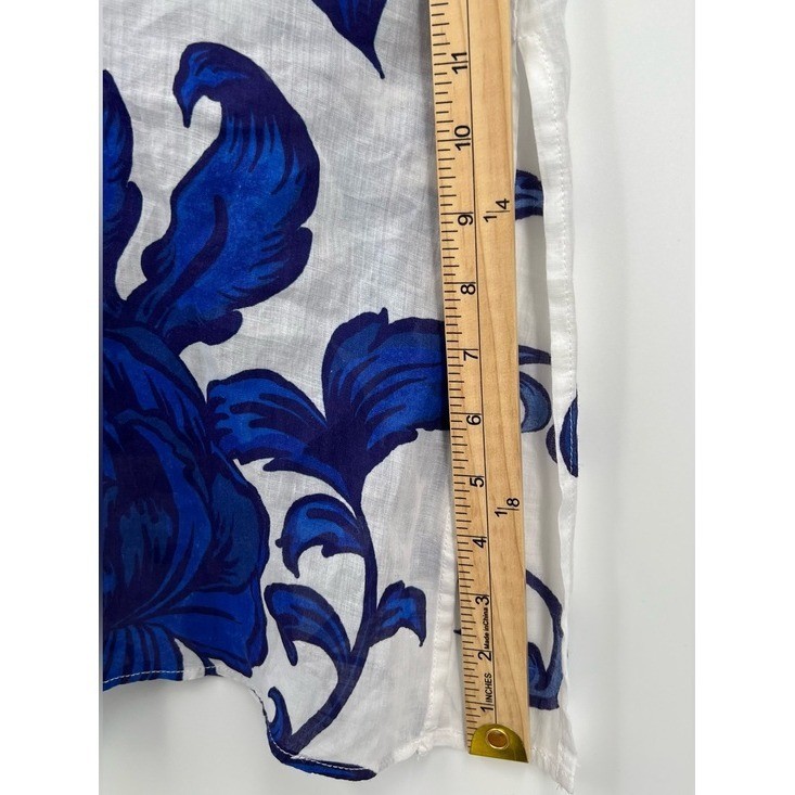 Johnny Was Workshop Blue Floral Ramie Maxi Dress Boho Resort Size M EUC