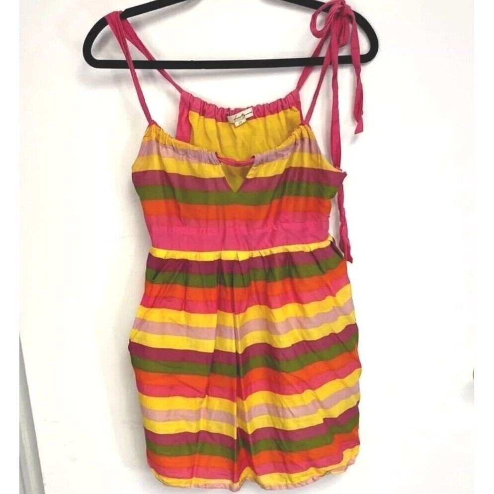 Twenty One Women Mini Dress Multicolor Striped Medium Boho Rainbow Summer