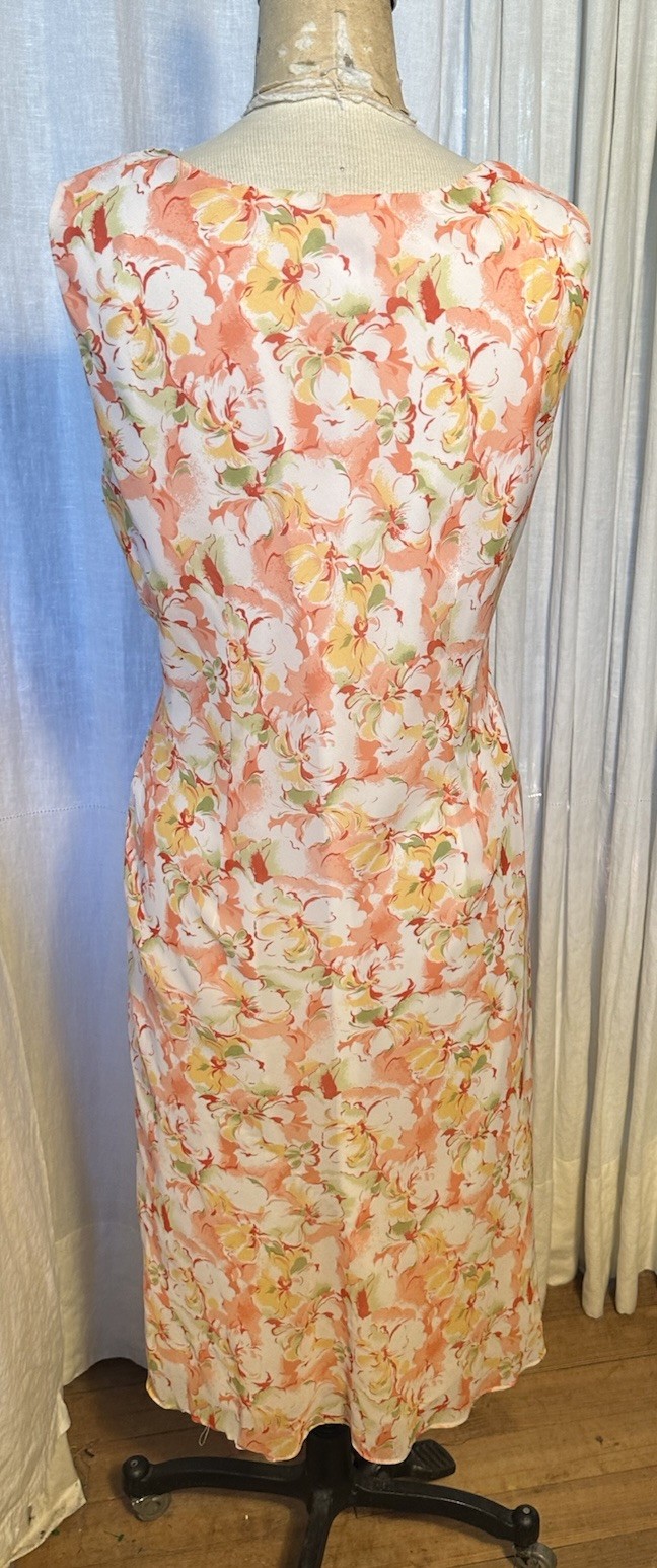 J.B.S. Womens Peach White Yellow Green Sleeveless Chiffon Midi Dress Sz 16 Pre-o