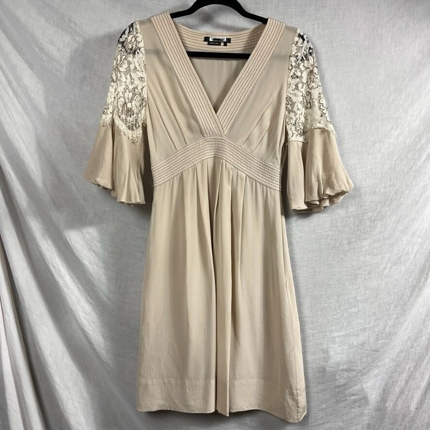 Banana Republic 100% Silk Special Occasion Dress Womens 4 Empire Romantic Lace
