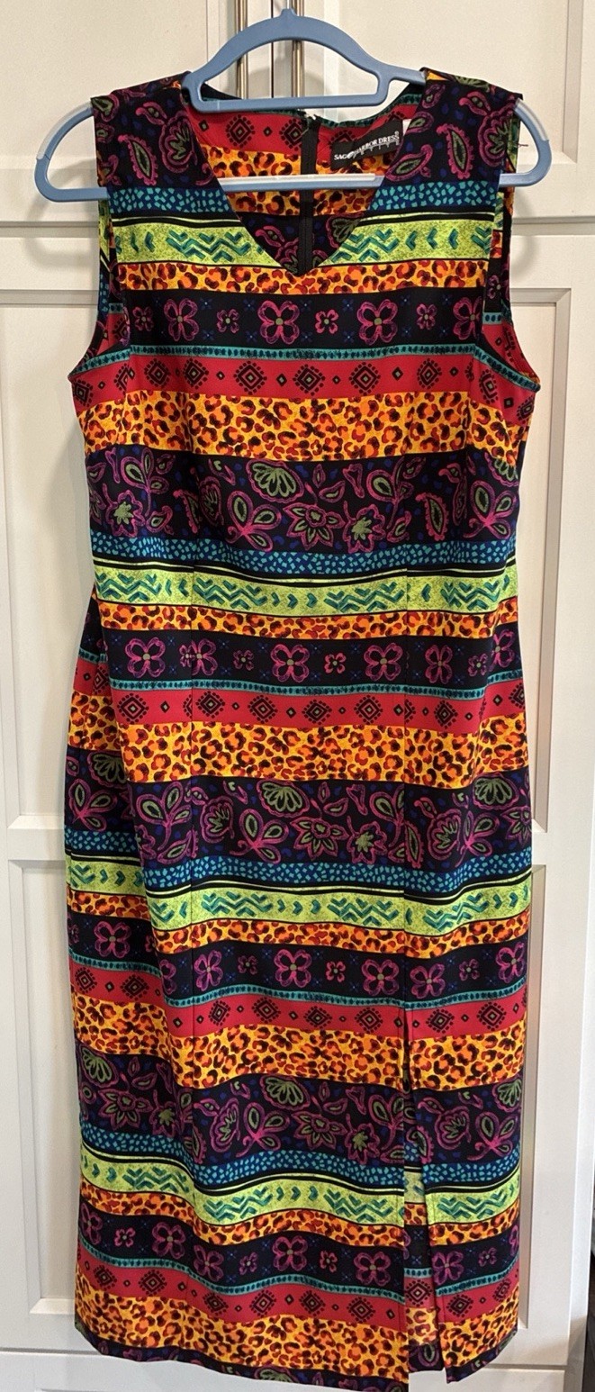 Sag Harbor Back Zip Front Slit Pencil Maxi Floral Tropical Print Dress Petite 14