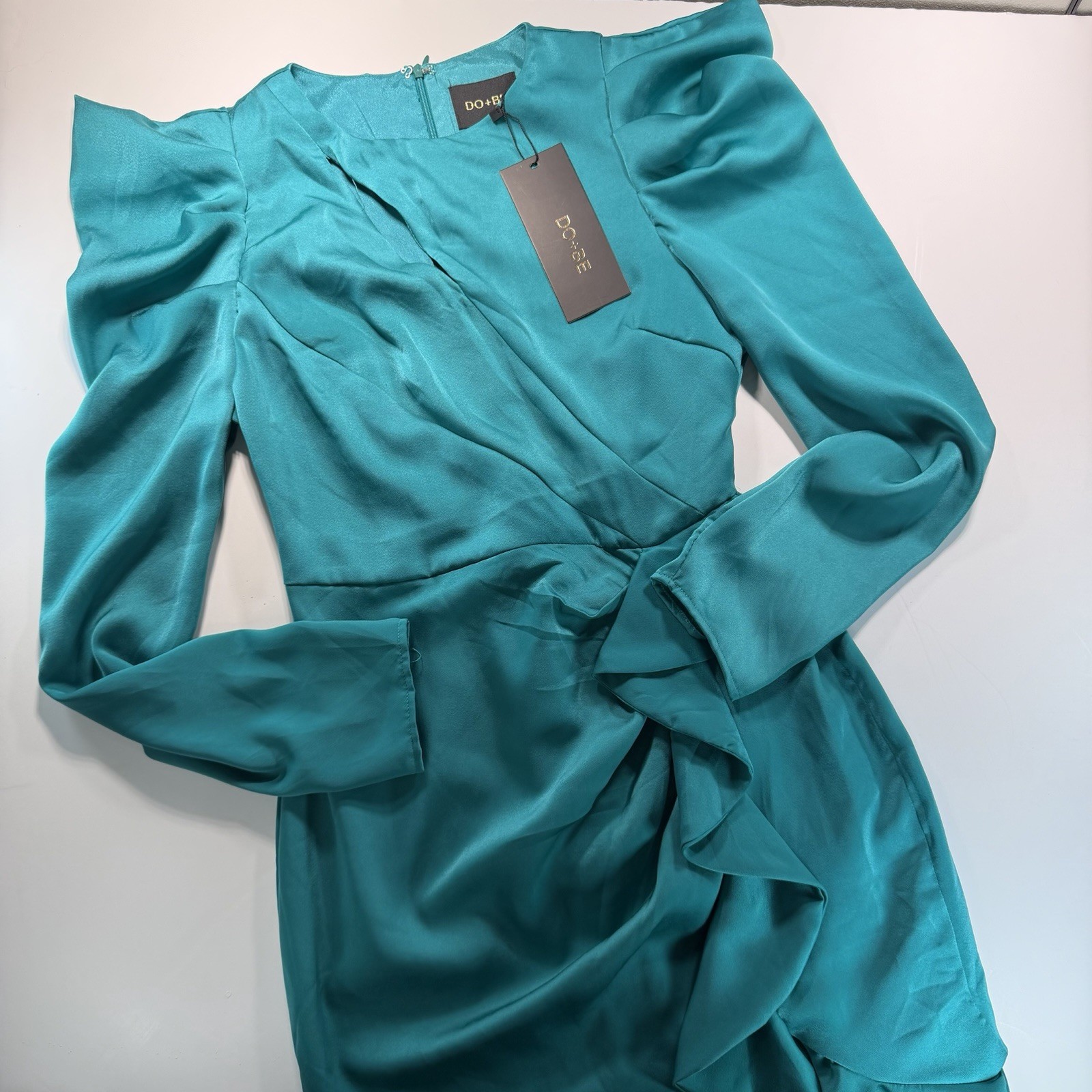 Do + Be Women’s Turquoise Blue Long Sleeve Cocktail Dress Semi Formal NWT S
