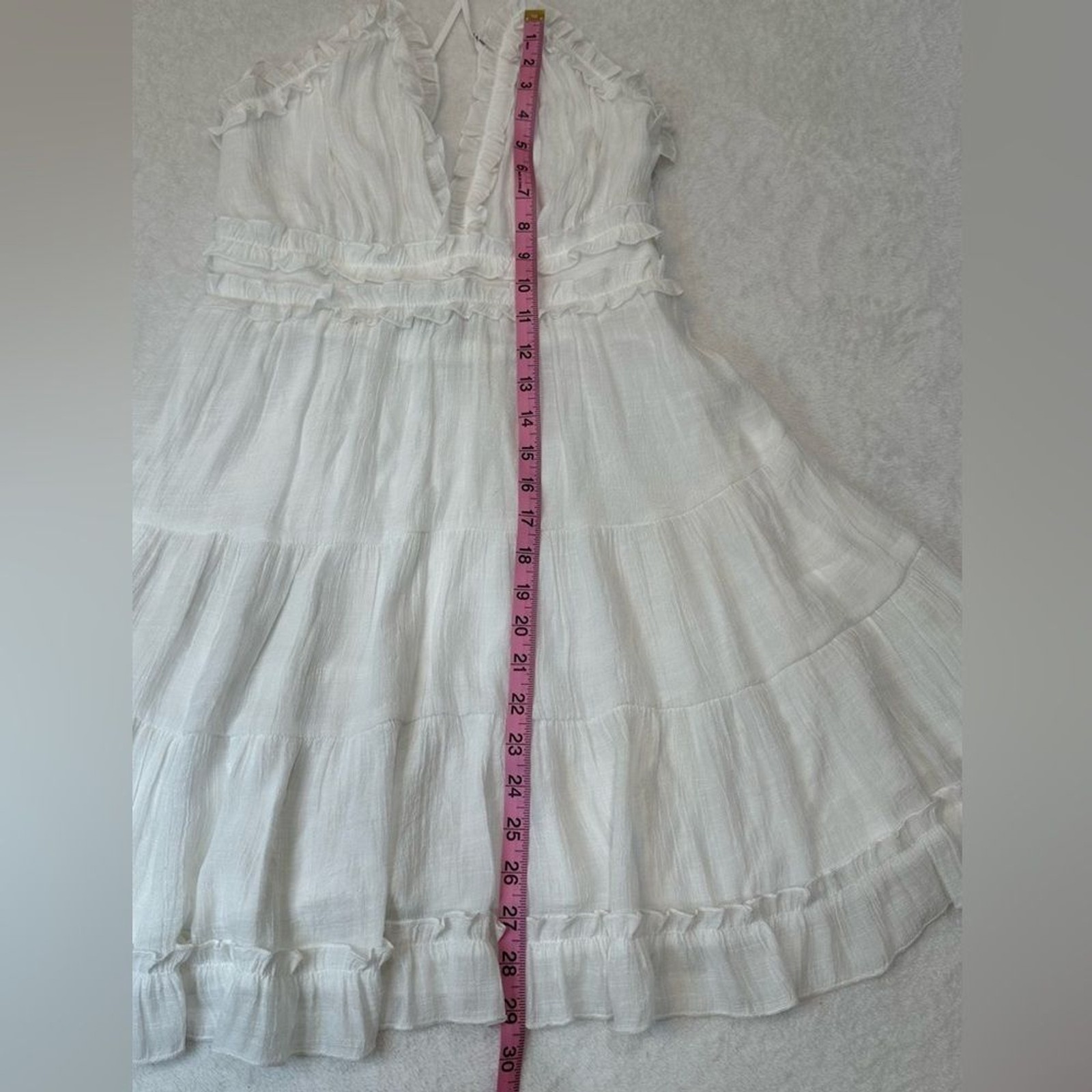 Aakaa White Ruffled Tiered adjustable Spaghetti’s Straps Mini Dress Size M