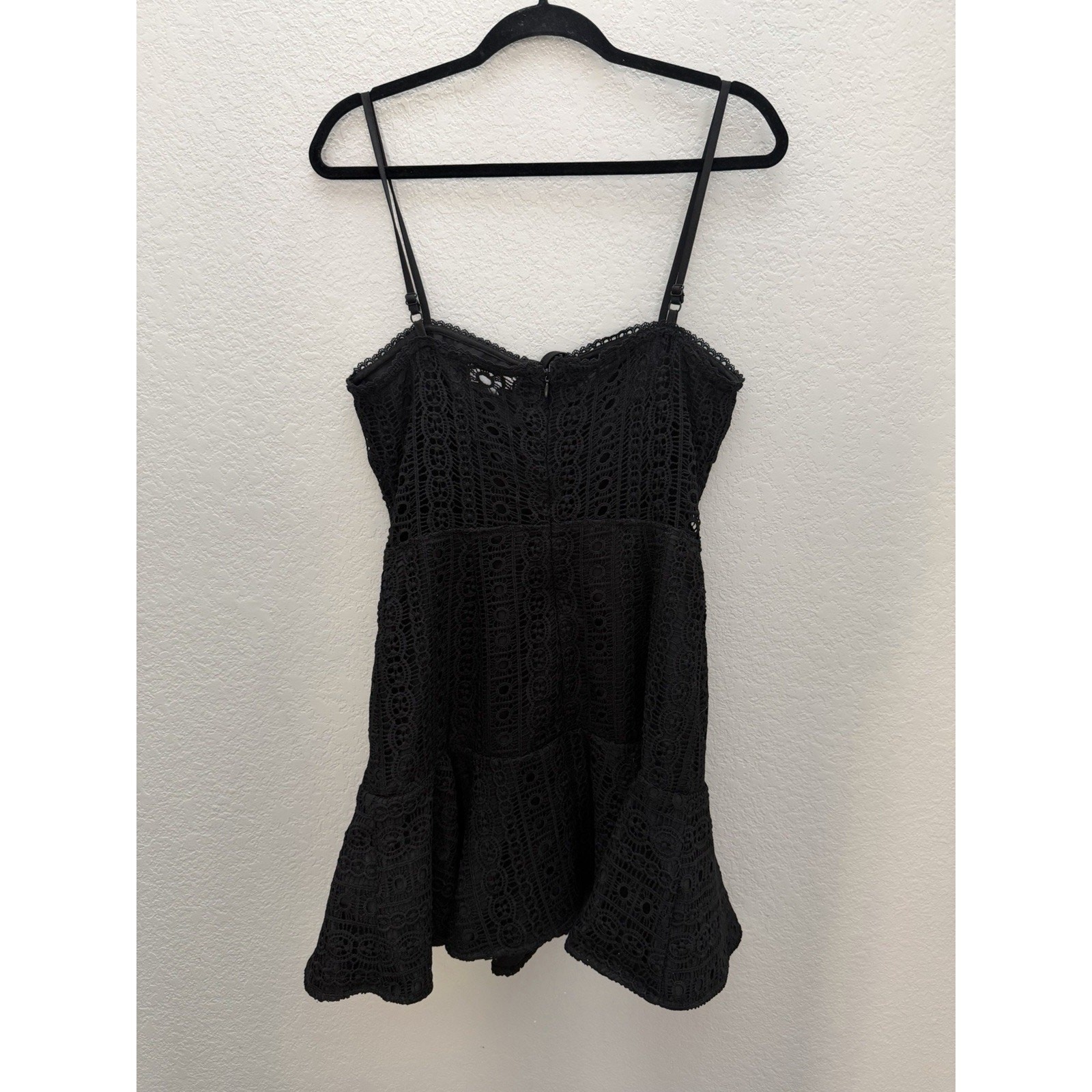 BY THE WAY Del Crochet Keyhole Mini Dress in Black Revolve Coquette LBD Size L