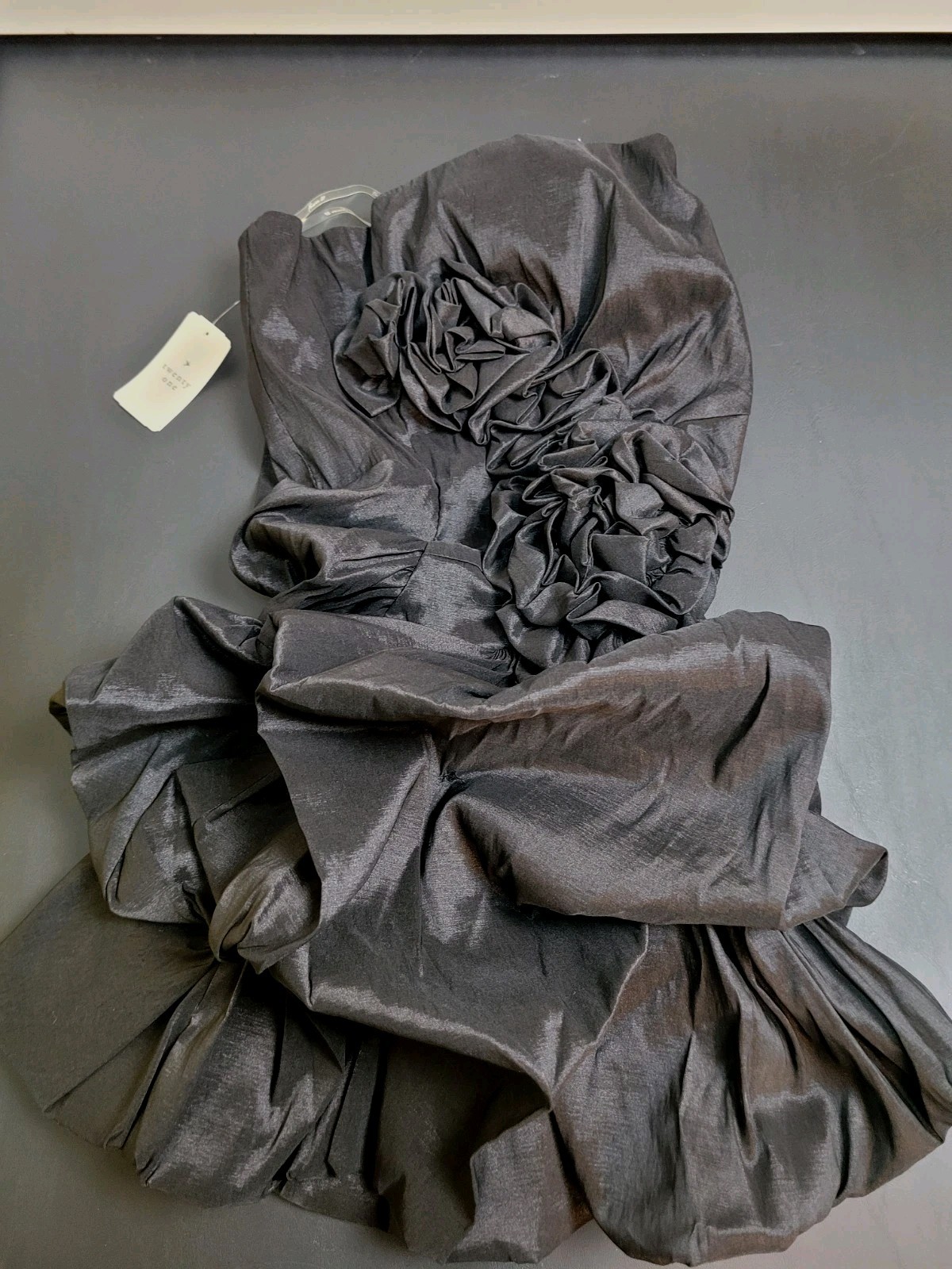 NWT Forever 21 Formal Black Strapless Dress Shiny Look Various Short Small