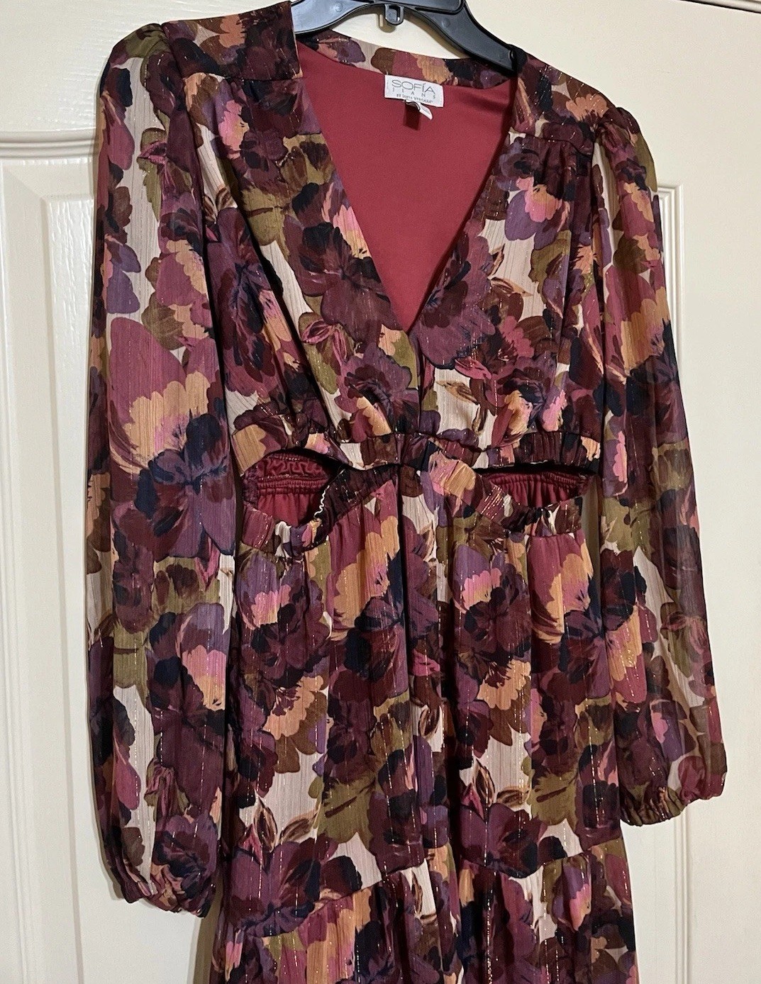 Sofia Jeans by Sofia Vergara Floral Midi Dress Women’s Small Long Sleeve Boho