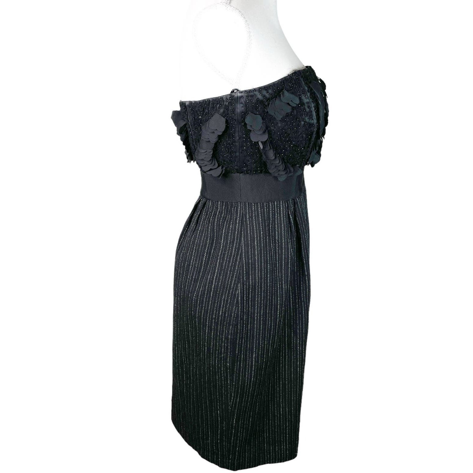 Philosophy Di Alberta Ferretti Strapless Beaded Cocktail Dress Black 6