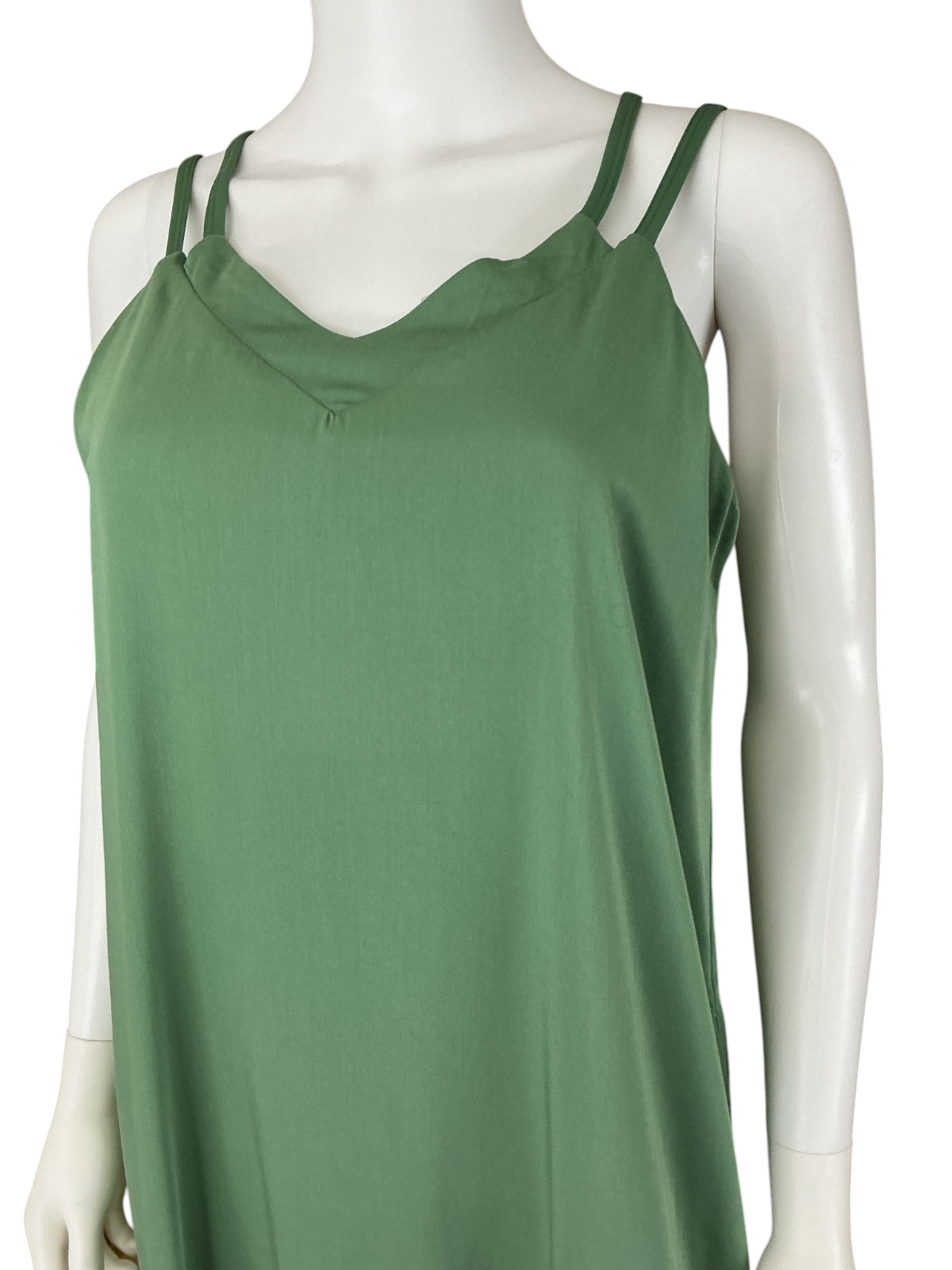 SheBird The Savannah Strappy Maxi Bra Dress Green Bamboo Blend sz 4 Slit Pockets