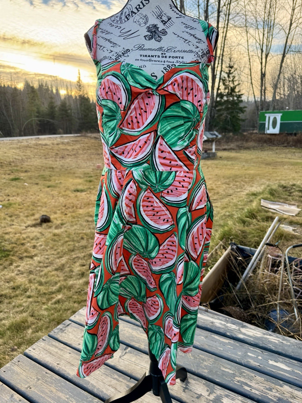 Hell Bunny Pin Up Dress Mini Watermelon Patterned Pockets 50’s Retro