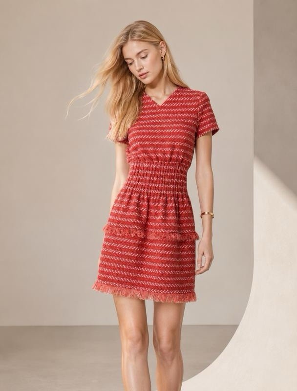 Original branded dress made of light tweed Maje