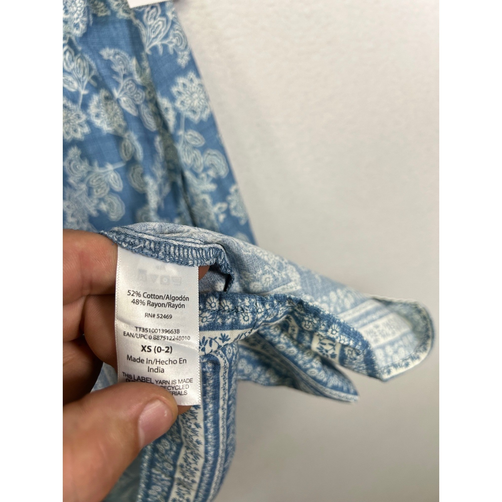 Boho Cottagecore Time and Tru Women XS Blue Floral Cap Sleeve Pocket Shift Dress