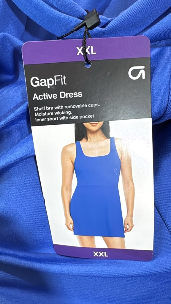 GapFit Active Dress – Blue Moisture Wicking Shelf Bra XXL