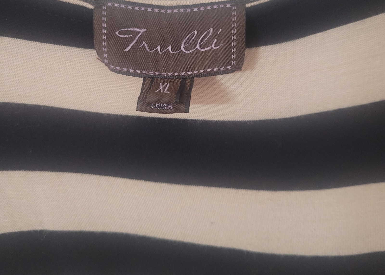 Trulli Large white and Black Striped Stretch Maxi Dress XL