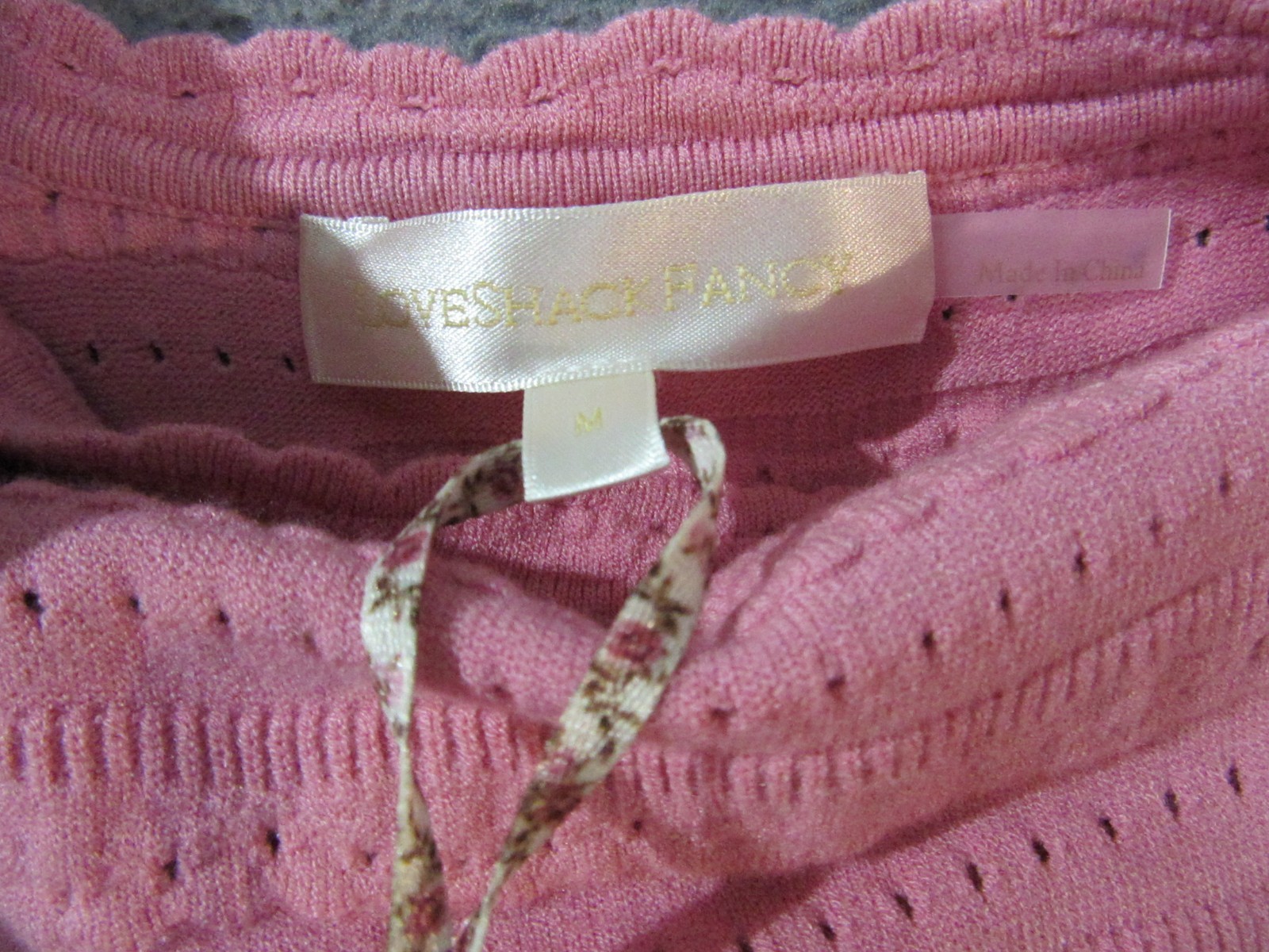 LoveShackFancy Dress Womens Medium Pink Sunset Maryanne Knit Mini Square Neck