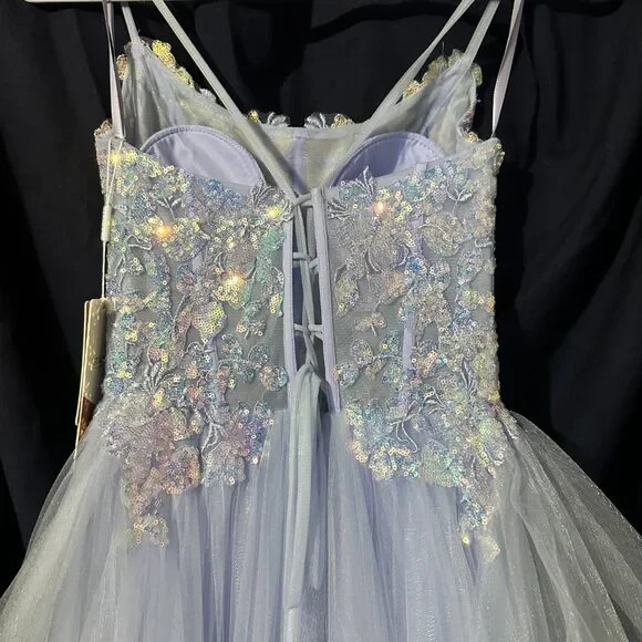 NWT Stunning Stacees Lavender Sequined Ruffled Prom Dress – Size 0