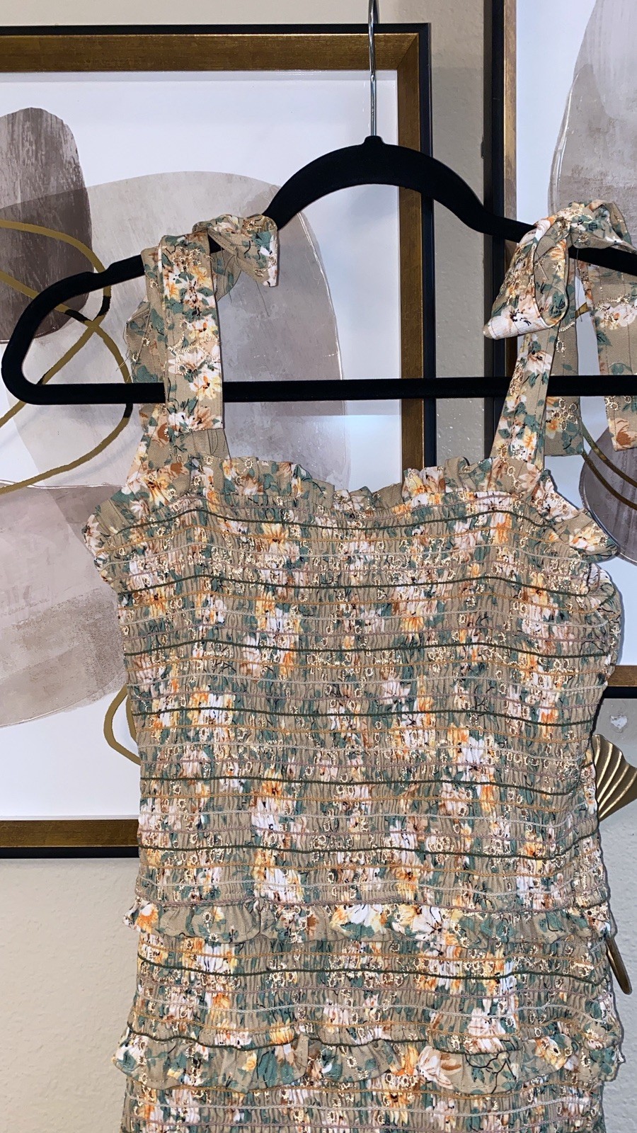 STORIA Smocked Bohemian Ruffle Mini Stretch Sundress Size M