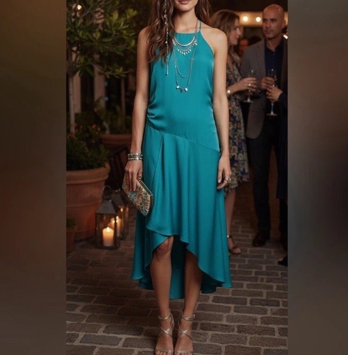 NWT $425 Haute Hippie Silk Teal Dress
