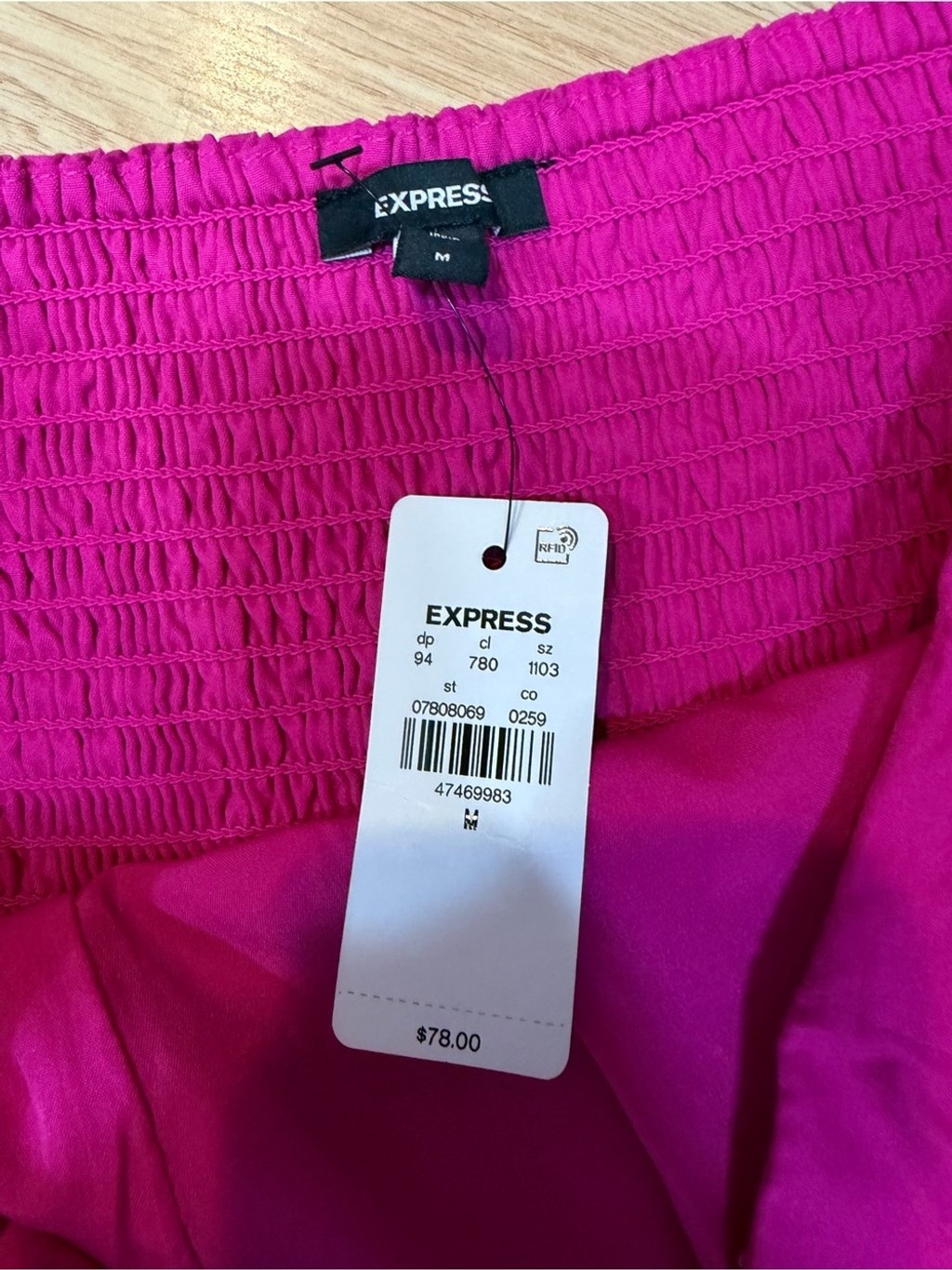 Express Women’s M Pink Strapless Bubble Hem Dress Smocked Back NWT Party