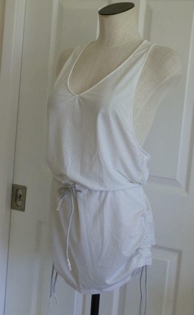 NWT LOLE Paloma White Ruched Drawstring Sides & Waist Razorback Dress/Coverup S