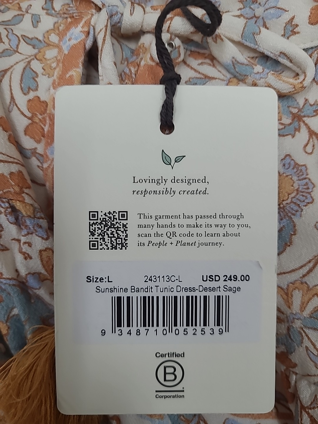 New Spell Sunshine Bandit Tunic Dress Desert Sage Size Large