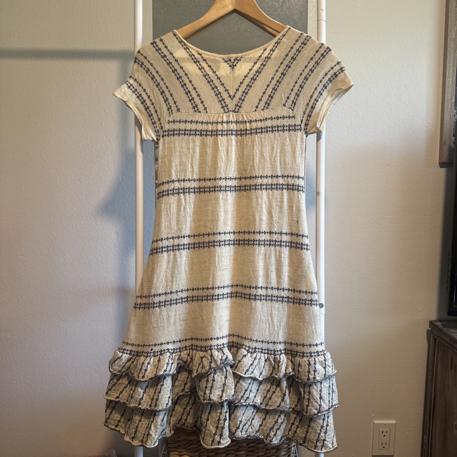 Moth Wool Cotton Linen Knit Sweater Mini Dress Women’s Size Small S Cottage Chic