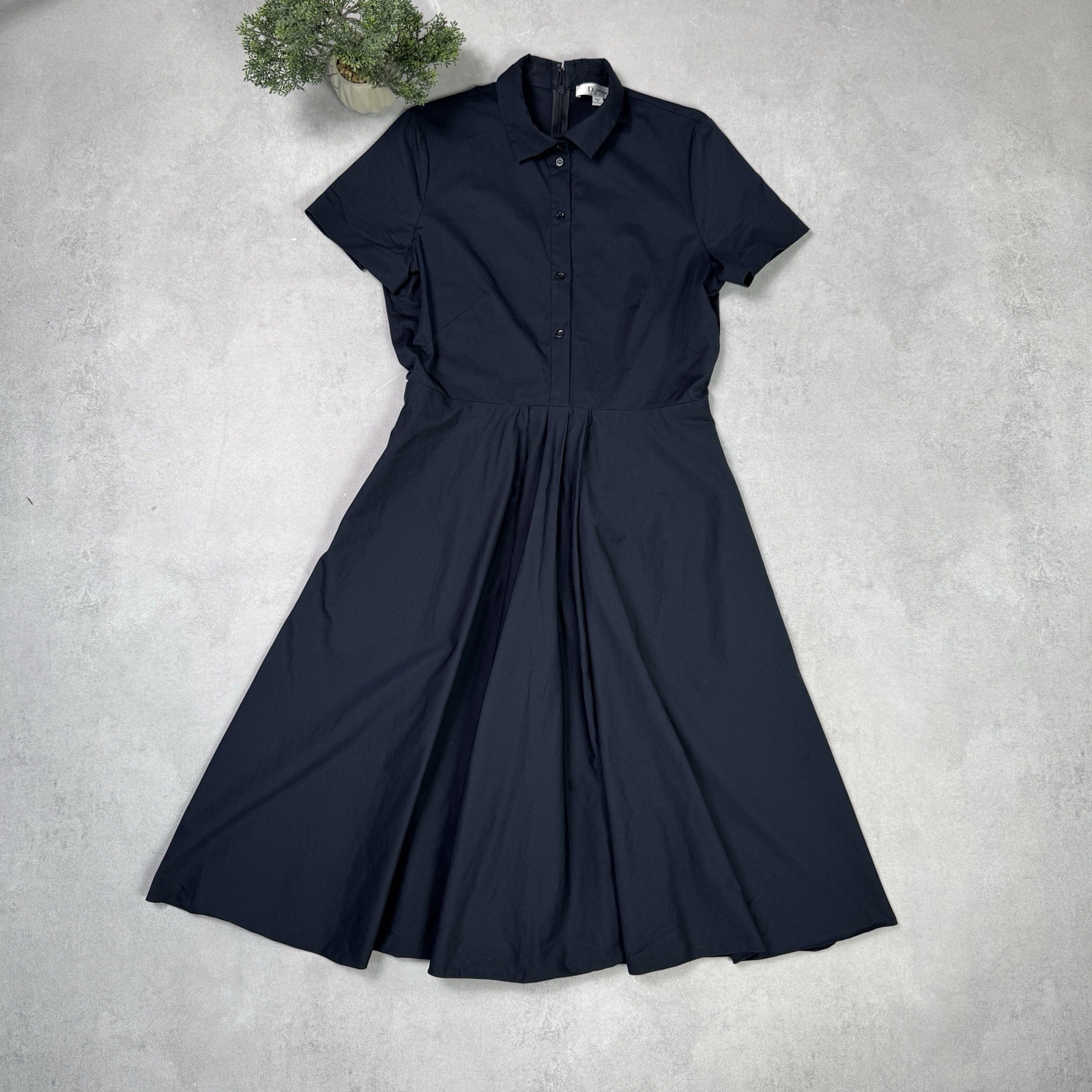 Christian Dior D Uniform womens Midi Dress Blue Cotton Size US 10 IT 46