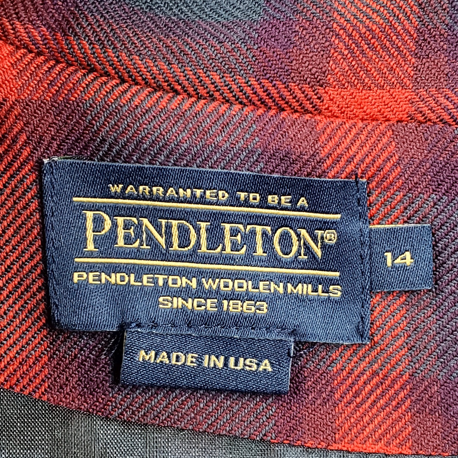 Pendleton 100% Wool Red Plaid Cunningham Tartan Jumper Lined Dress USA Made 14