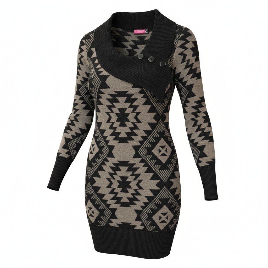 Say What Sweater Dress Gray & Black Size M Pullover Acrylic & Polyester