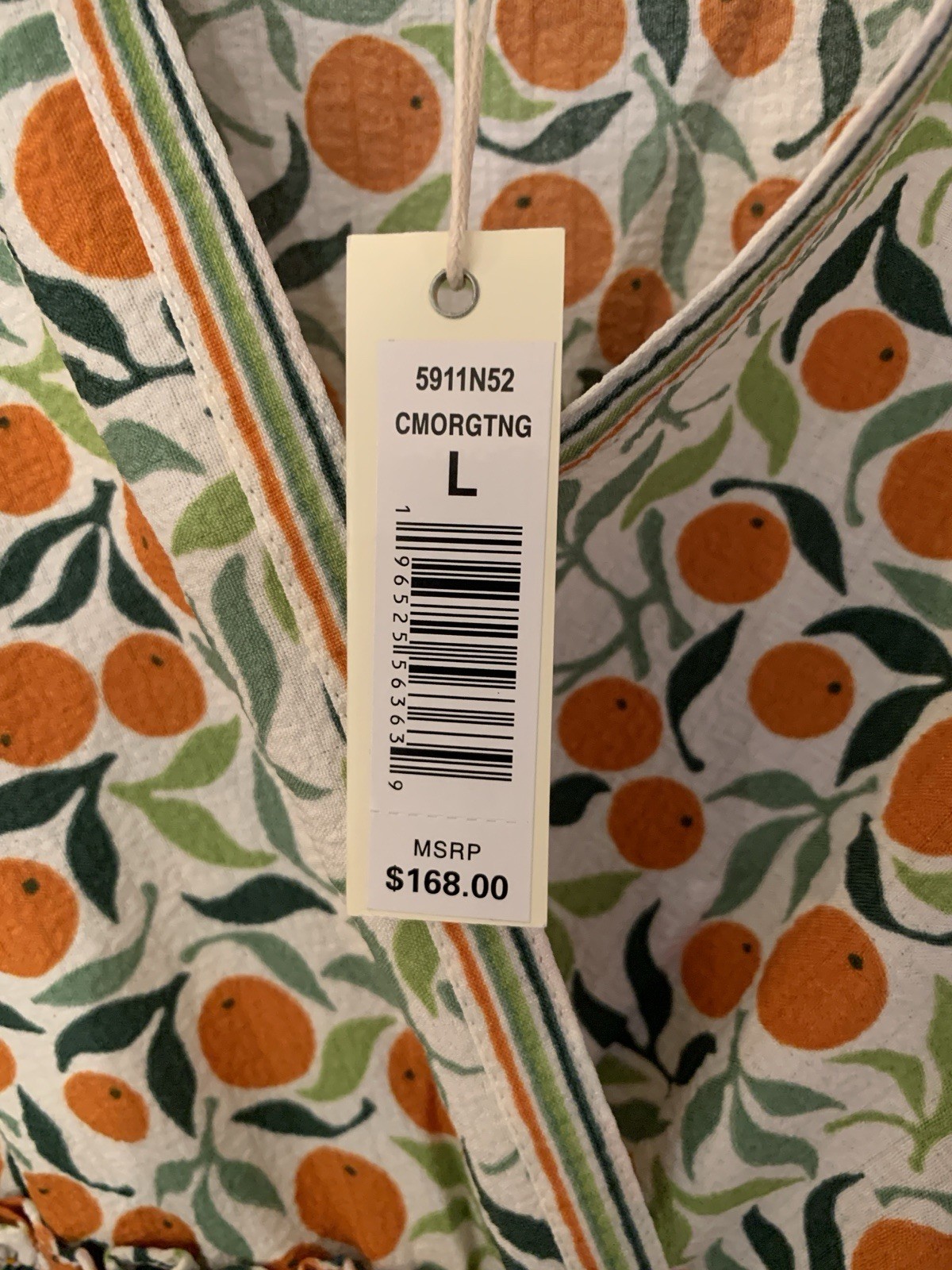 Max Studio London White Orange Green Floral Smocked V-Neck Mini Dress L NWT