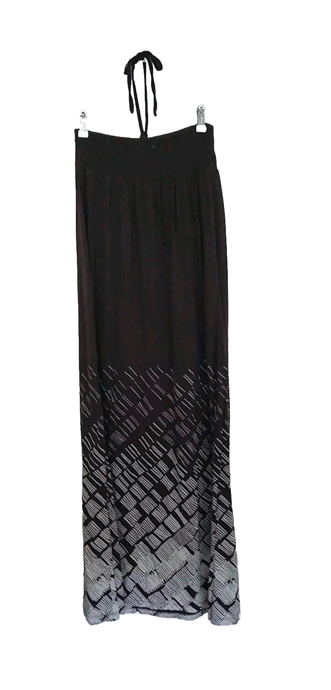 Decree Sundress Womens Size Medium Halter Tie Top Maxi Dress Brown Cotton Boho