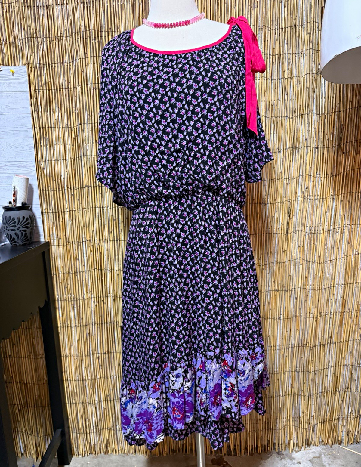 Free People ditsy floral print asymmetric midi dress, size L