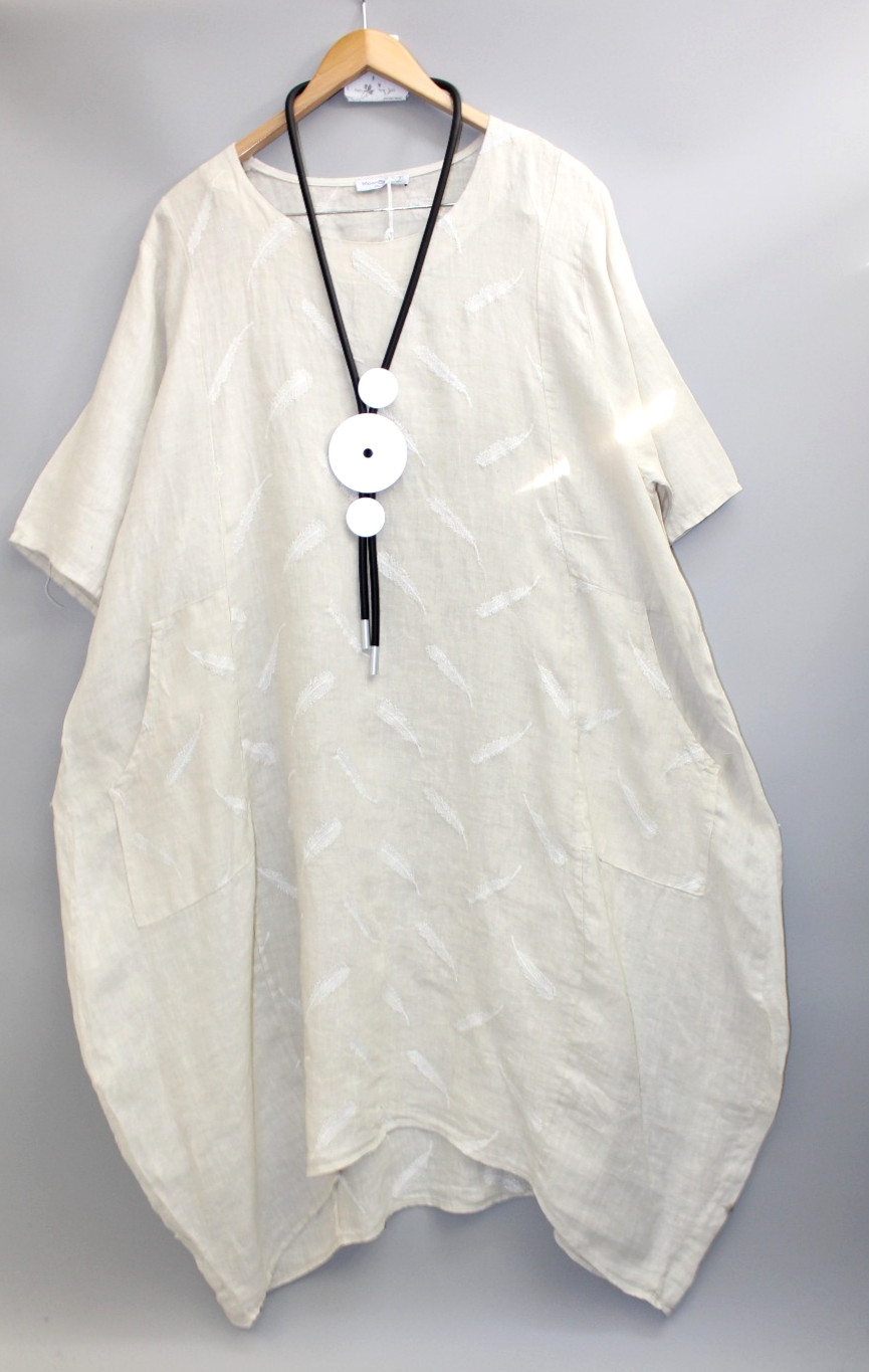 Moonshine linen dress balloon dress size 46 48 50 lagenlook size 3 beige pockets