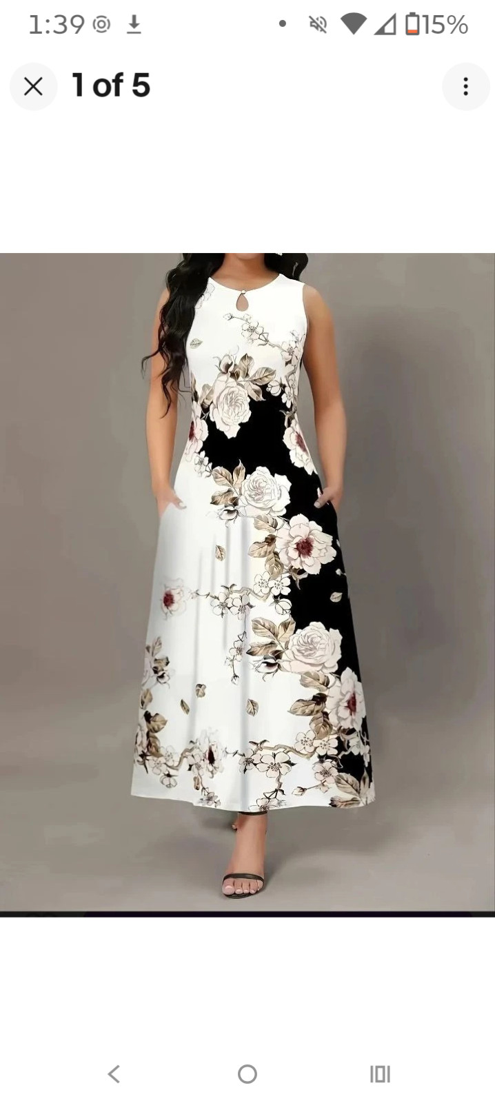 Elegant Plus Size Floral Dress for Spring, Summer, With 2 Pockets