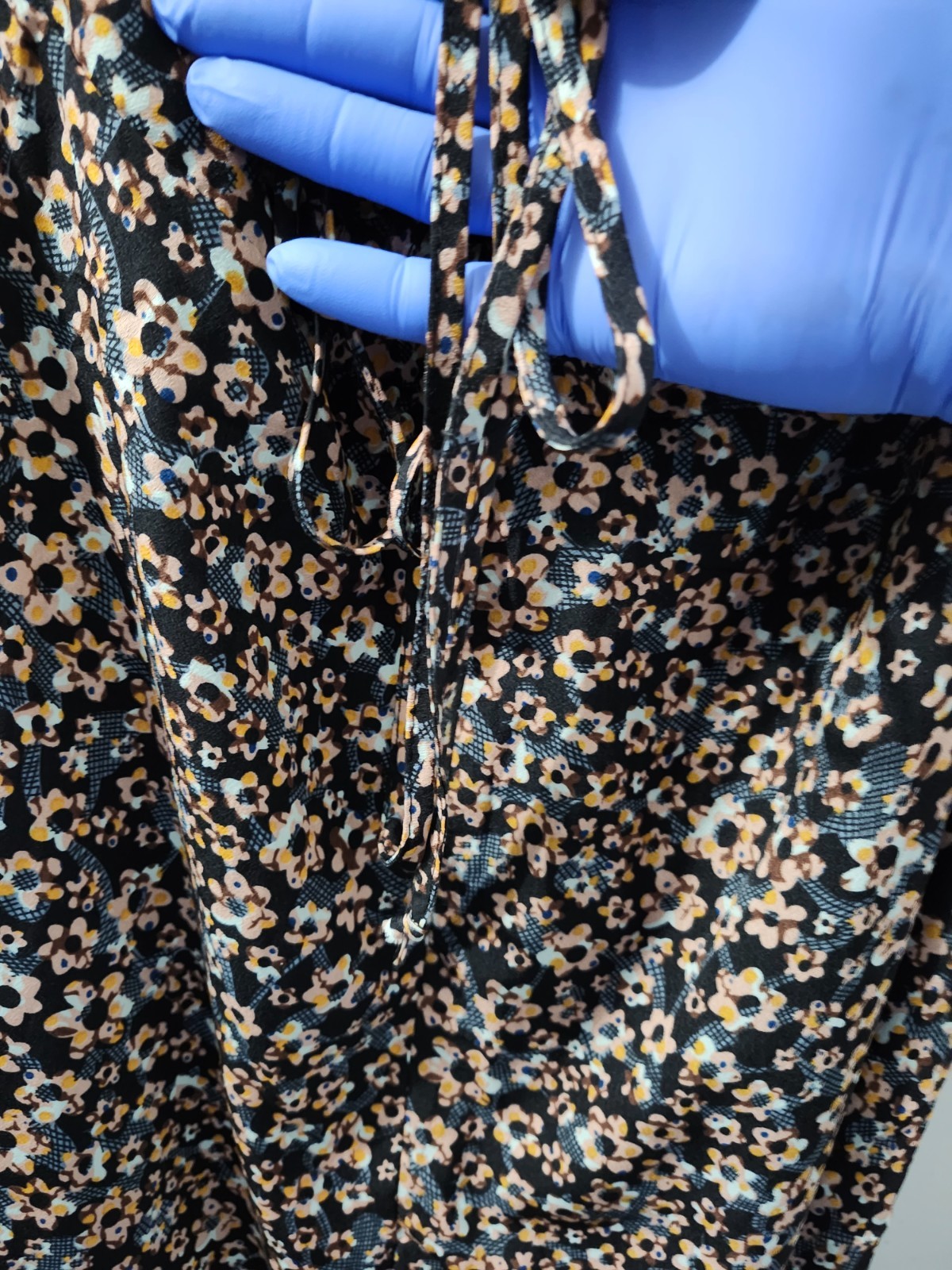 Pacsun LA Hearts Dress Womens L Blue Tube Strapless Mini Floral Babydoll Tie New