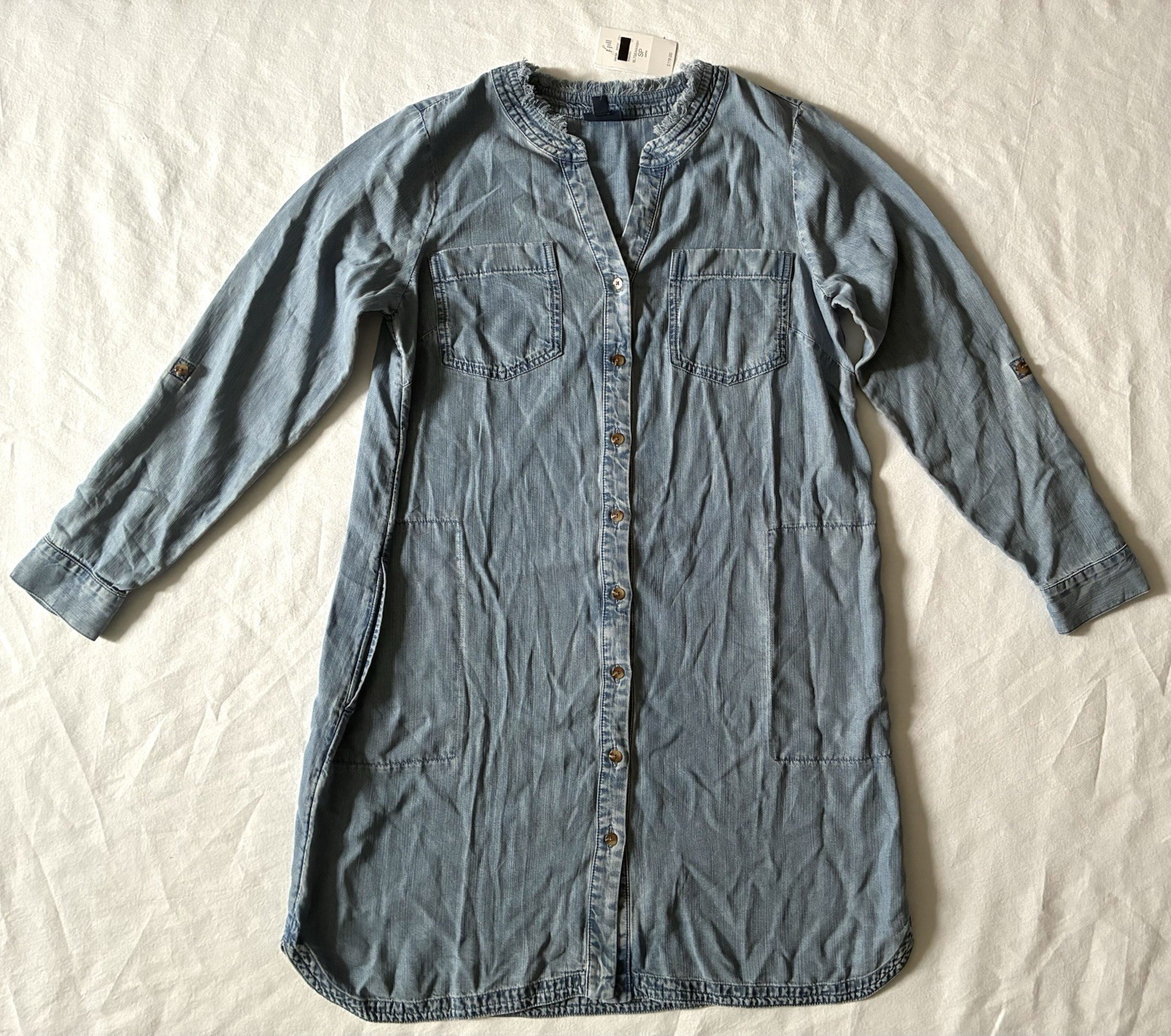 NWT J Jill Denim Soft Tencel Medium Wash Shirt Dress Pockets Women Small Petite