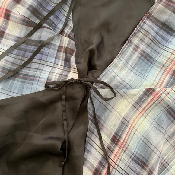 F1– NWT multicolor PRESLEY SKYE spag strap plaid long maxi dress XS $149