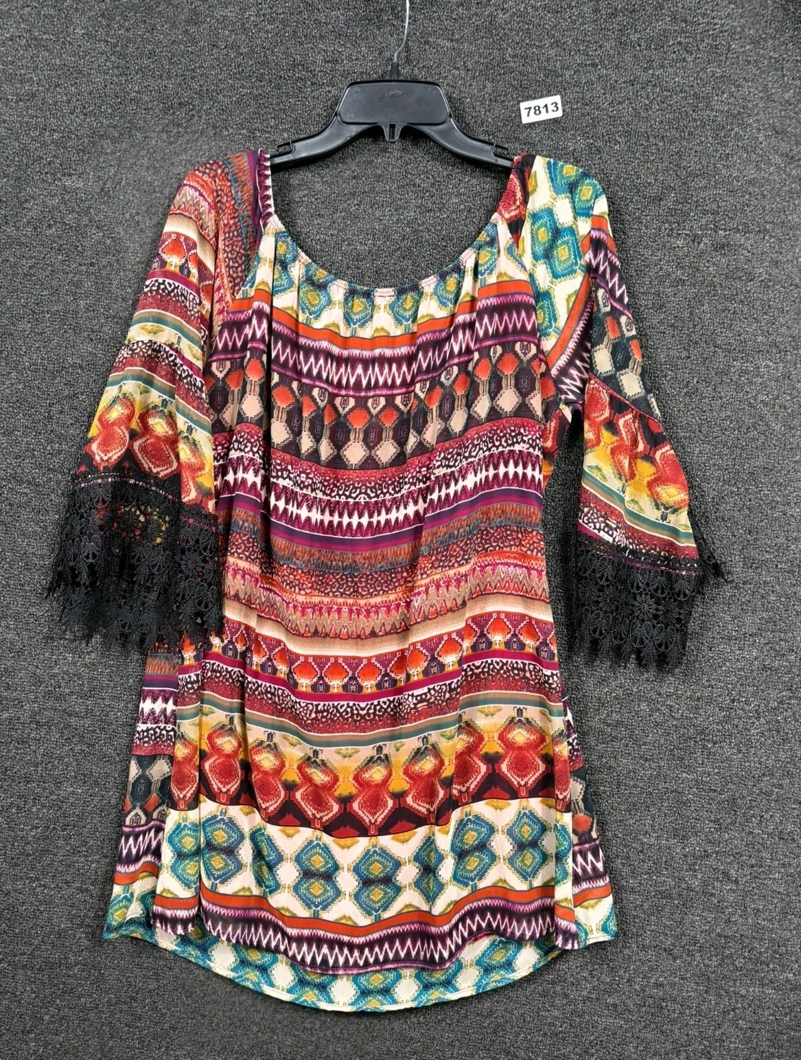 Voll Shift Dress Split Handkerchief Sleeve Womens Size XL Multicolor Boho